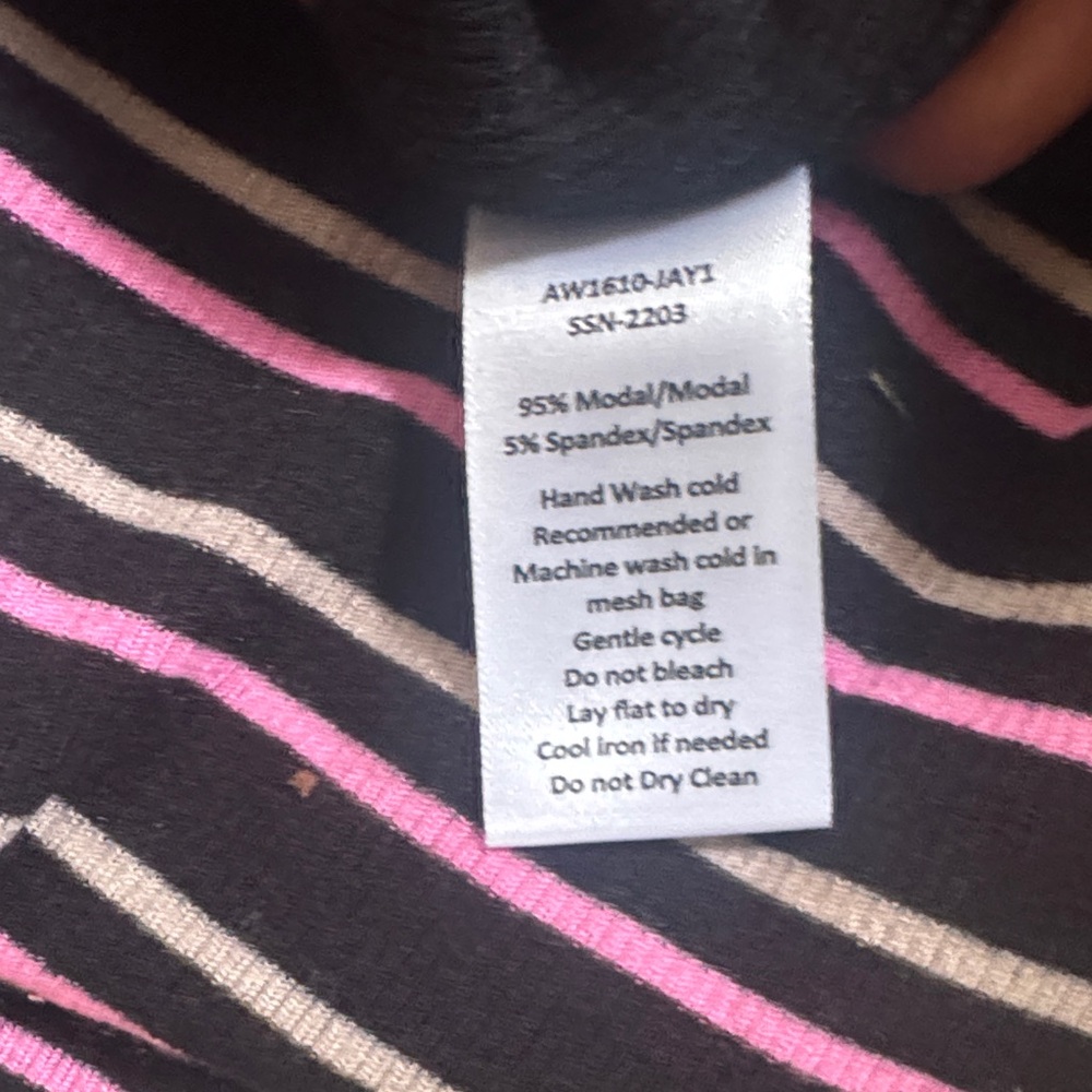 ATM Anthony Thomas Melillo Black and Pink Striped Bodysuit - Picture 3 of 4